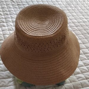 Gertex, Womens Tan Circular Weave Wide Brim Hat One Size.